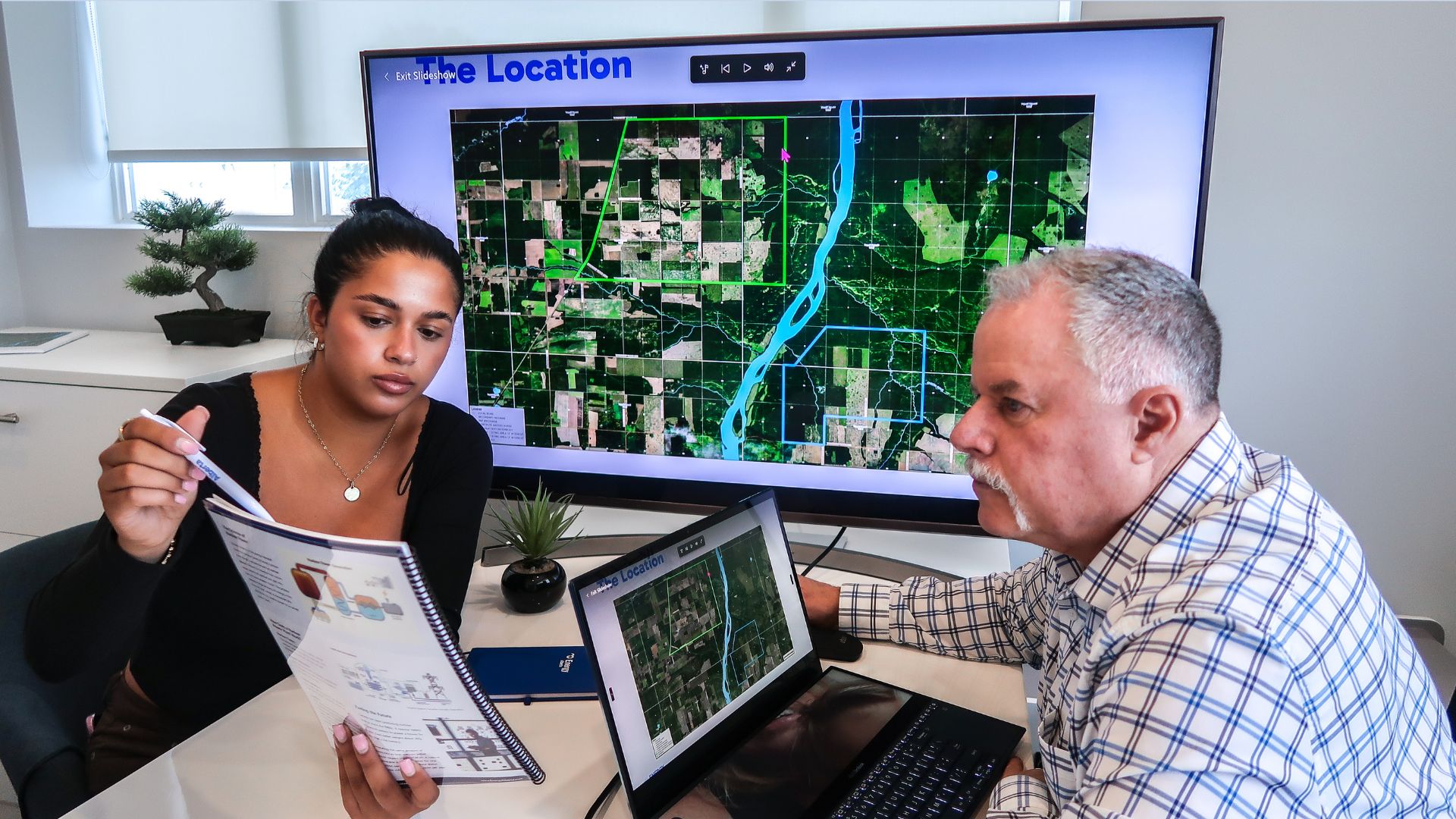 EA team members looking at a map