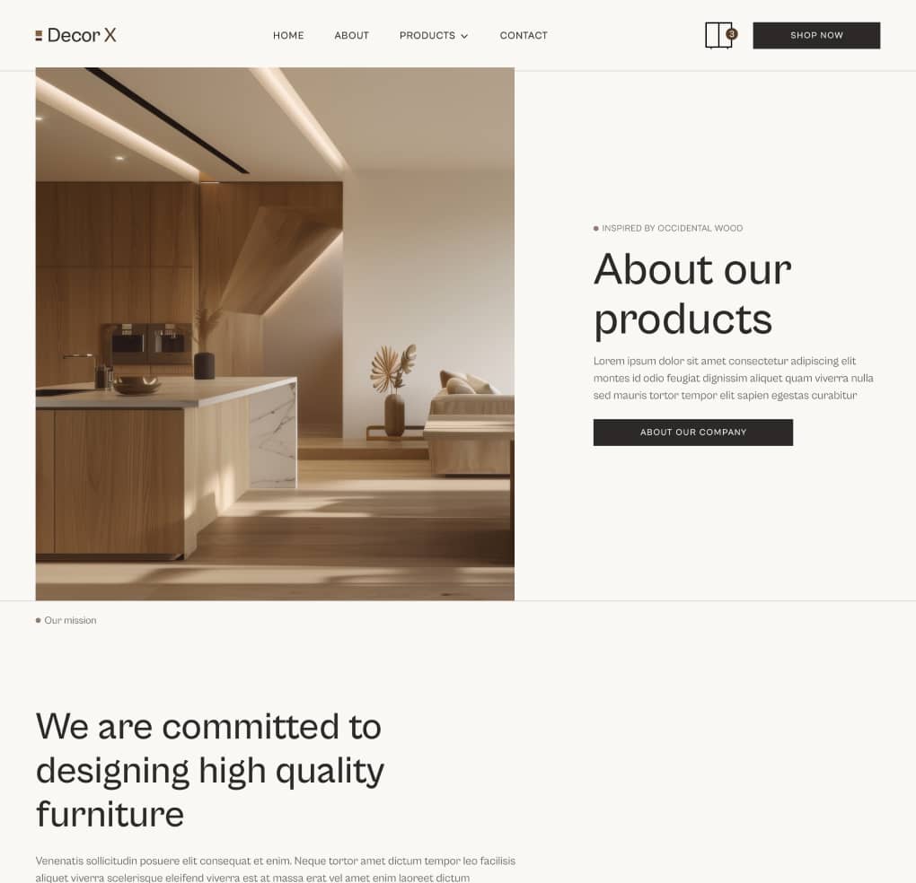 Decor X - About Page - Online Ecommerce Webflow Template