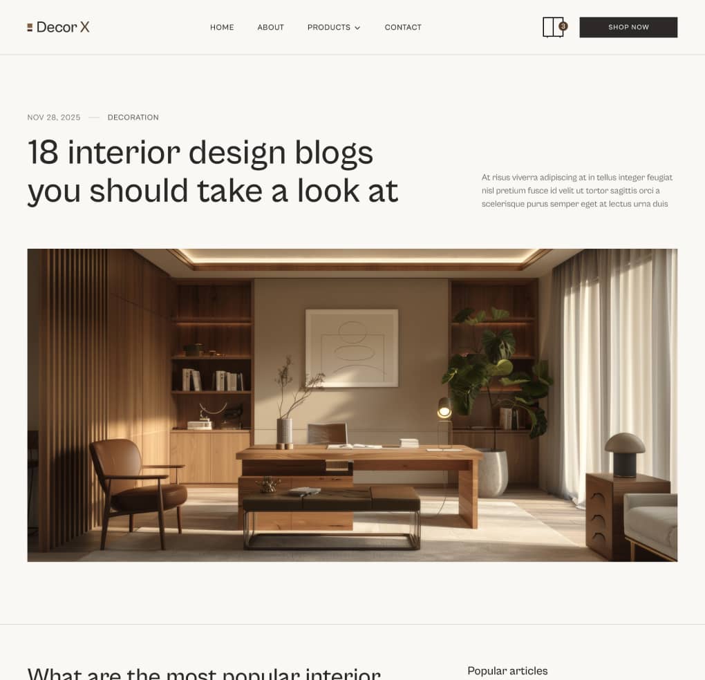 Decor X - Blog Post Page - Online Ecommerce Webflow Template