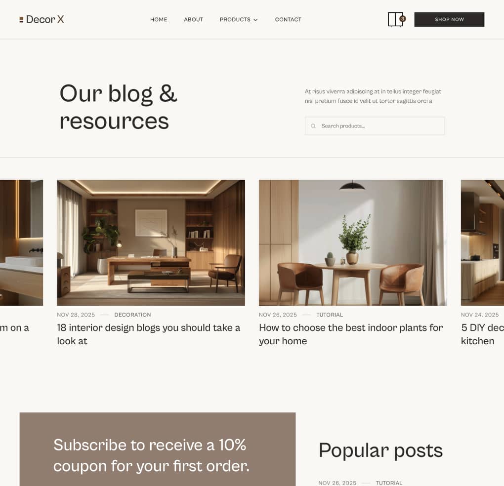 Decor X - Blog V2 Page - Online Ecommerce Webflow Template