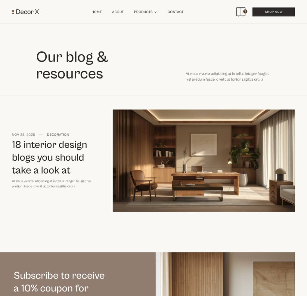 Decor X - Blog V3 Page - Online Ecommerce Webflow Template