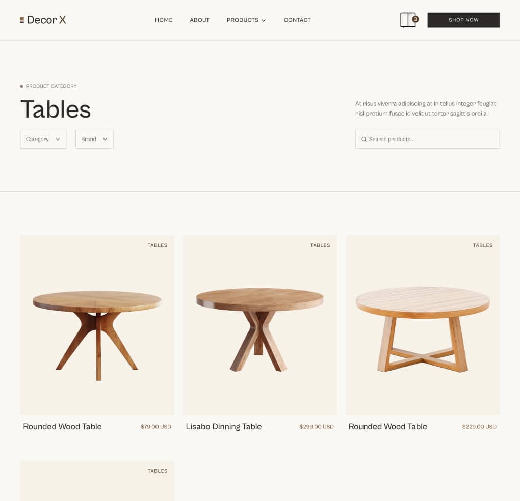 Decor X - Collection Category Page - Online Ecommerce Webflow Template
