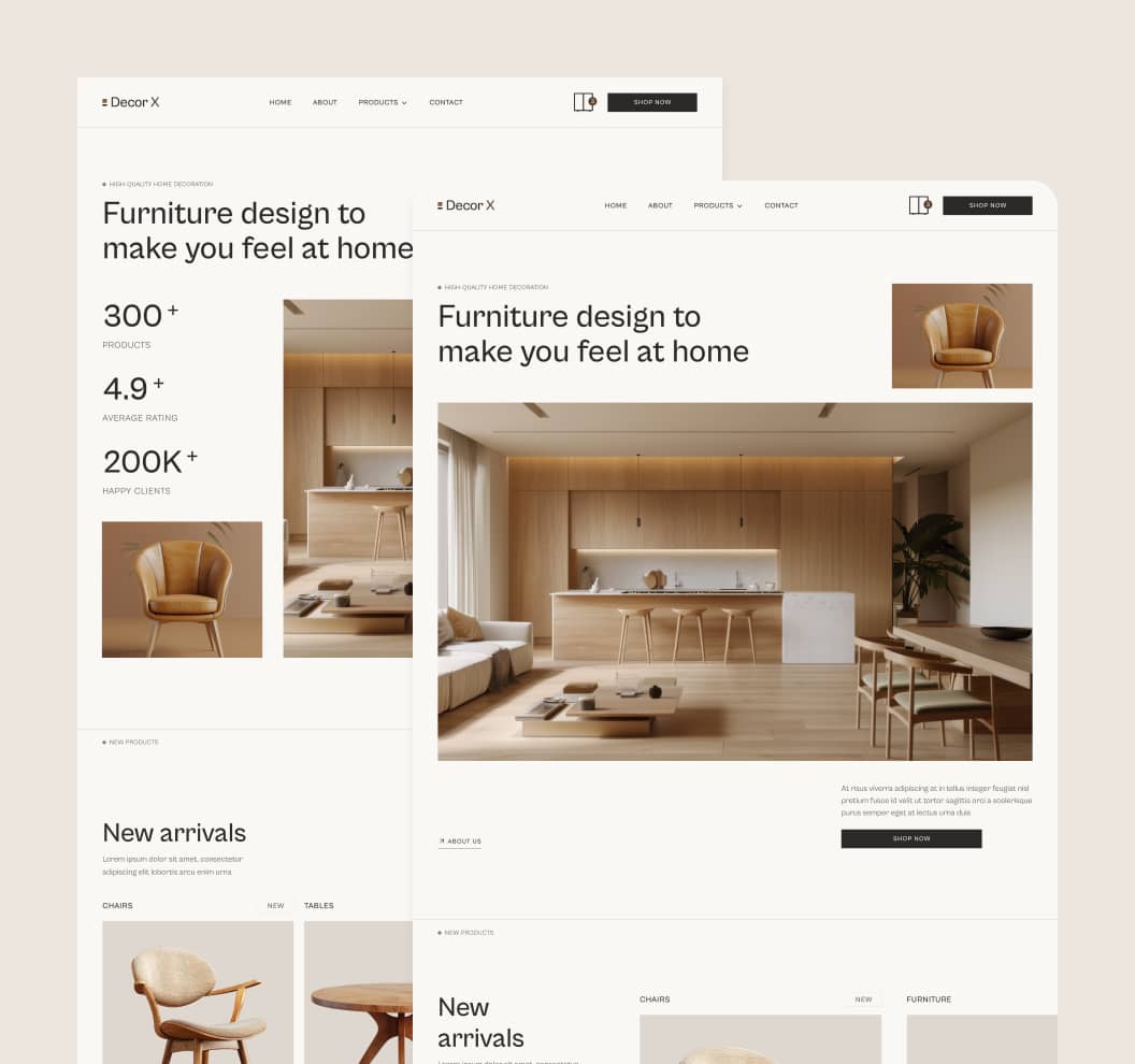 Decor X - Pages Included - Online Ecommerce Webflow Template
