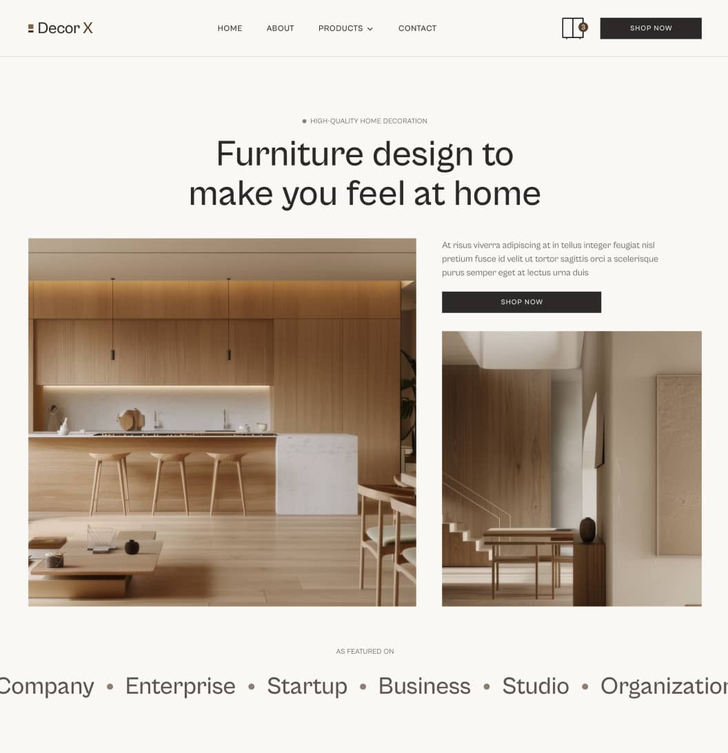 Decor X - Home V3 Page - Online Ecommerce Webflow Template