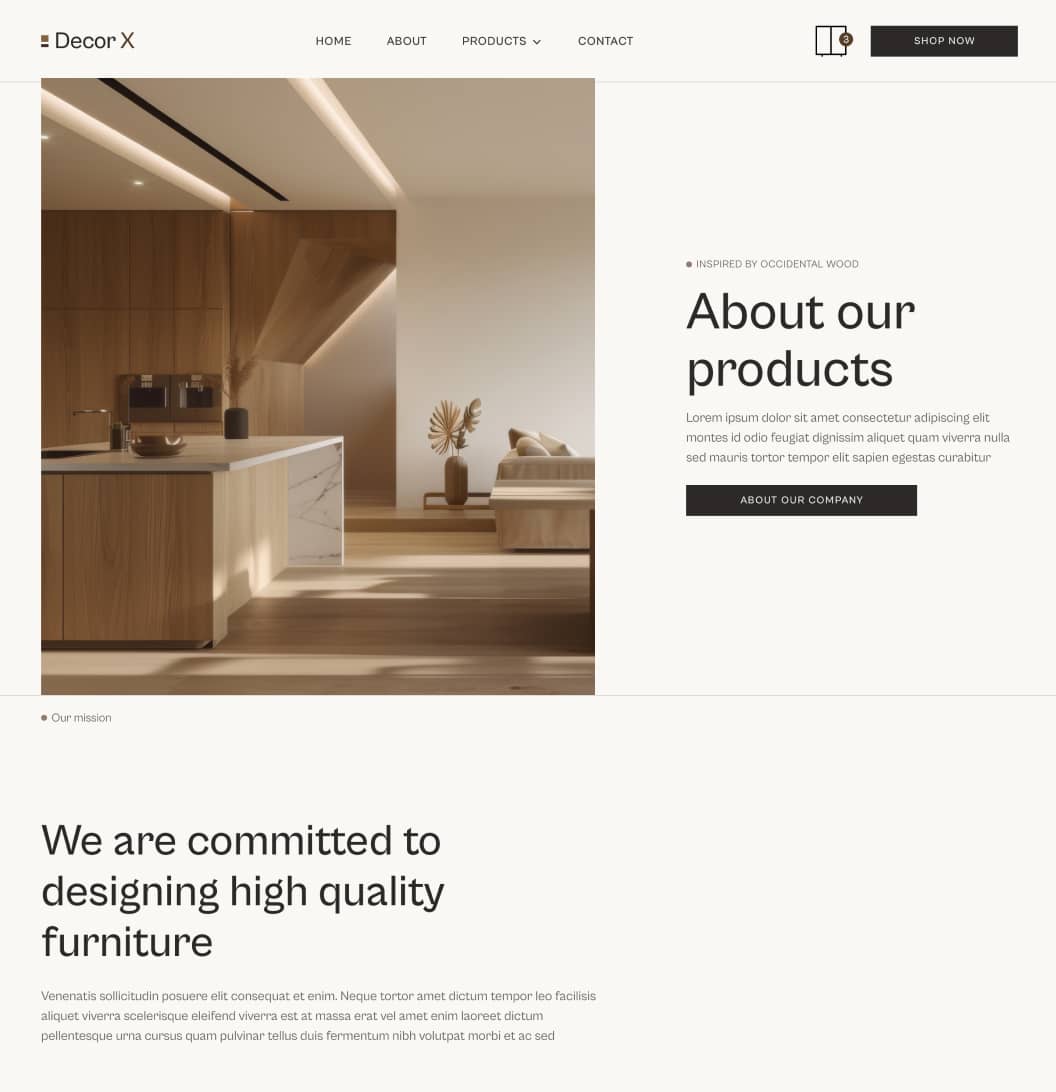 Decor X - About Page - Online Ecommerce Webflow Template