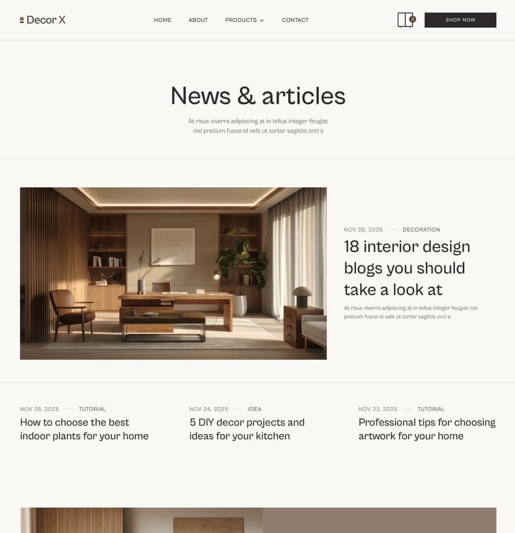 Decor X - Blog V1 Page - Online Ecommerce Webflow Template