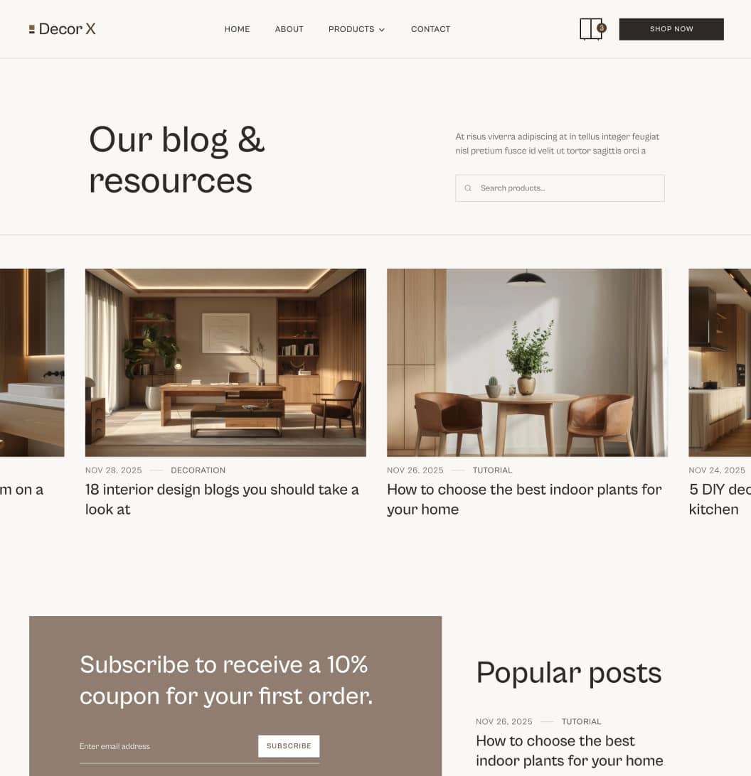 Decor X - Blog V2 Page - Online Ecommerce Webflow Template