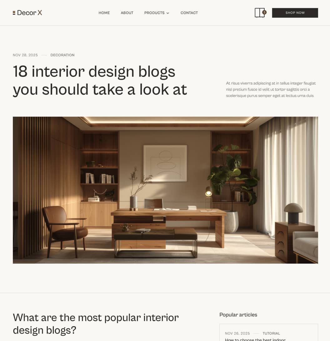 Decor X - Blog Post Page - Online Ecommerce Webflow Template