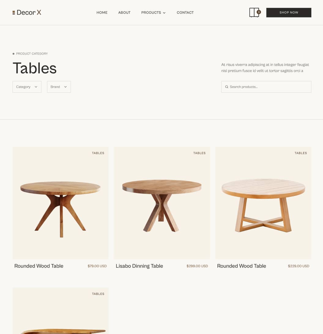 Decor X - Collection Category Page - Online Ecommerce Webflow Template
