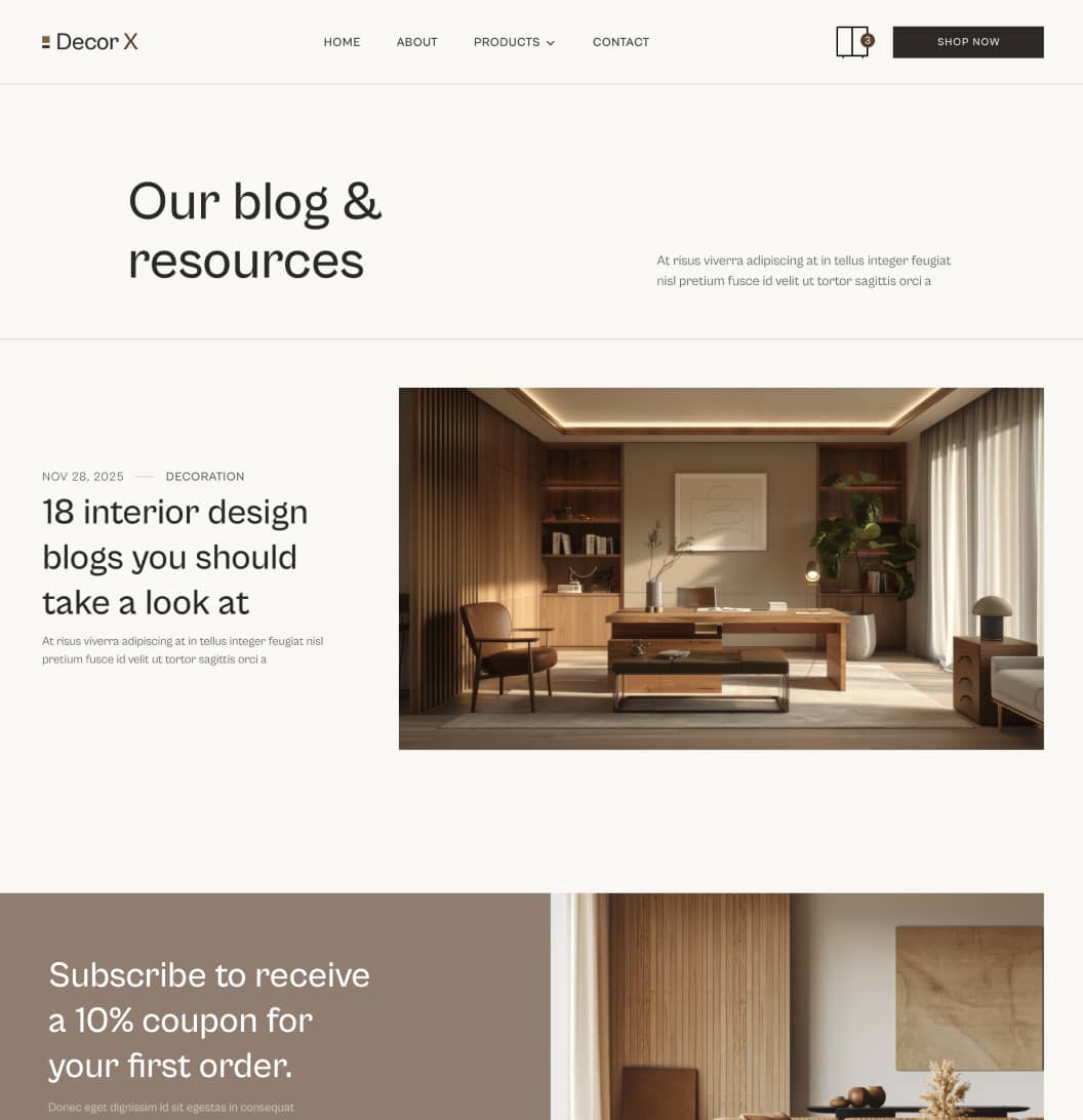 Decor X - Blog V3 Page - Online Ecommerce Webflow Template