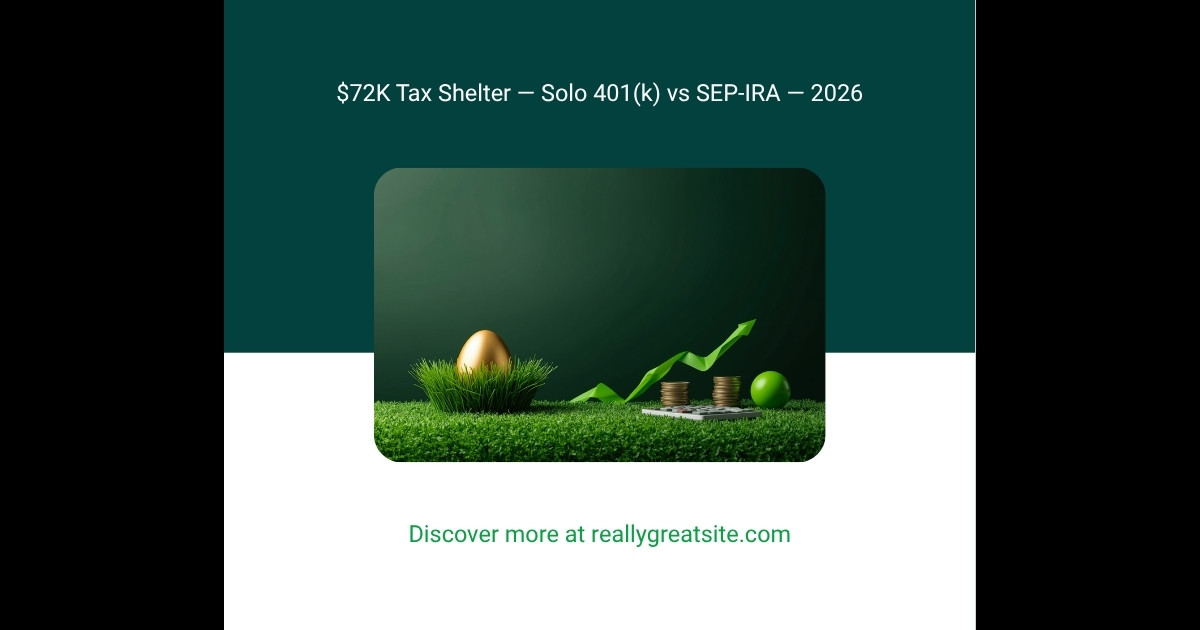 Solo 401(k) vs SEP-IRA 2026: Florida's $72K Tax Shelter Play