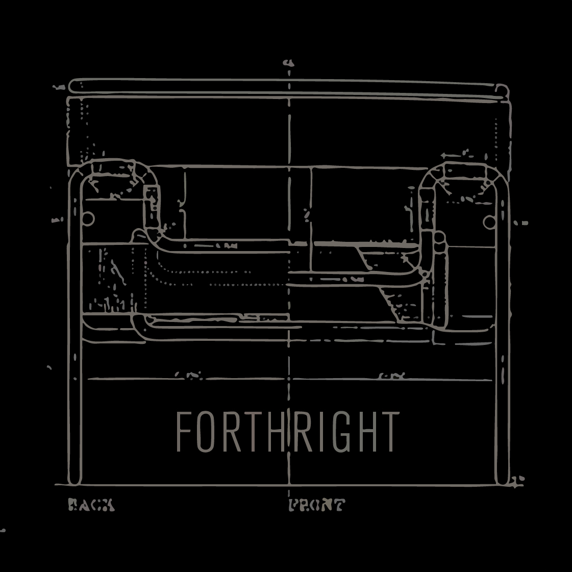 Forthright furniture brand logo and blueprint style identity design created by Studio Wisdom