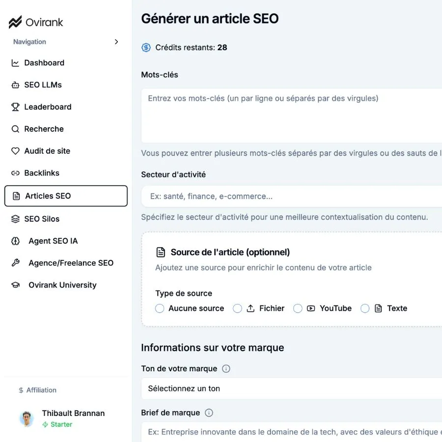 Génération d'article de blog optimisés SEO