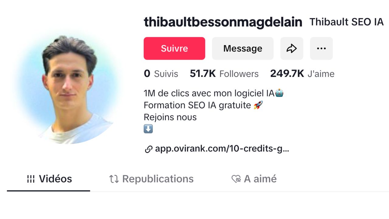 Compte TikTok Thibault Besson-Magdelain