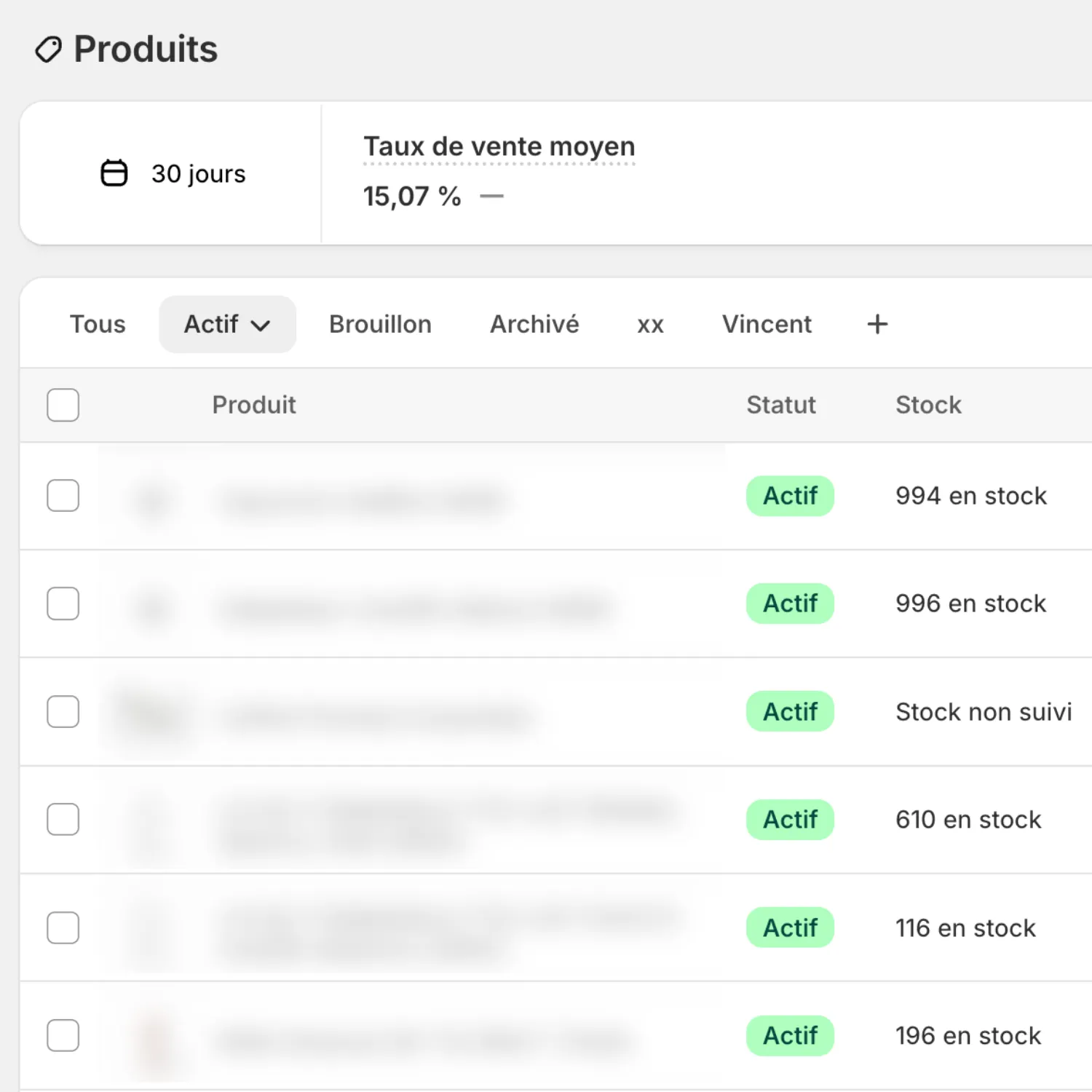 pages produit shopify