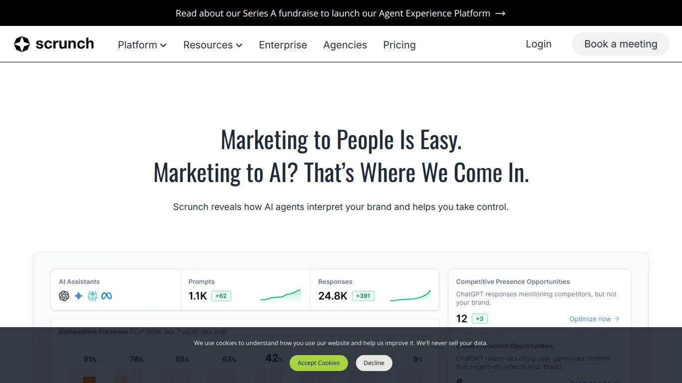 Site web logiciel de Scrunch AI