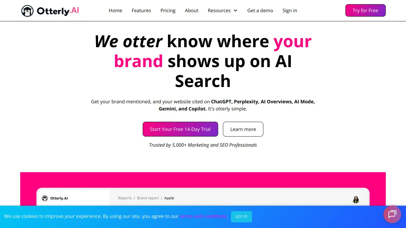 Site web logiciel de Otterly AI