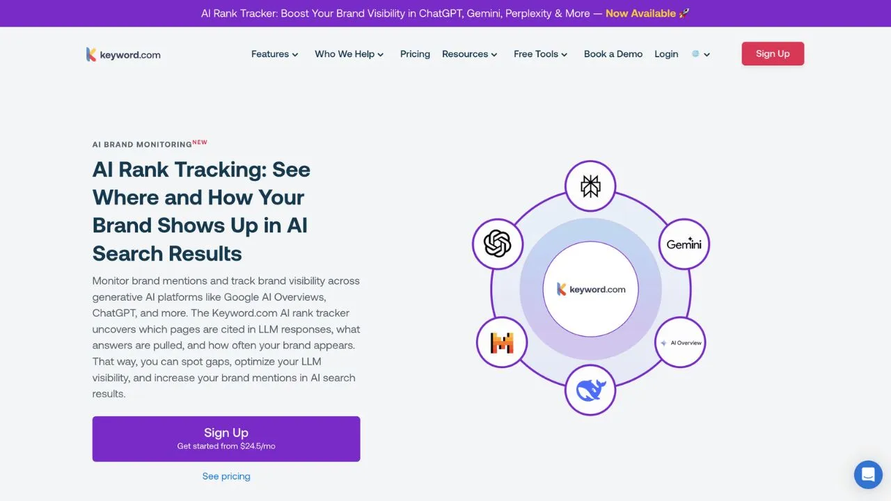 Keyword.com (AI Rank Tracker) logiciel mention tracking AI