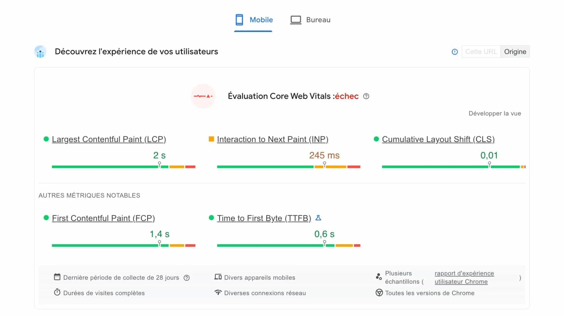 Performances sur ordinateur avant optimisation seo