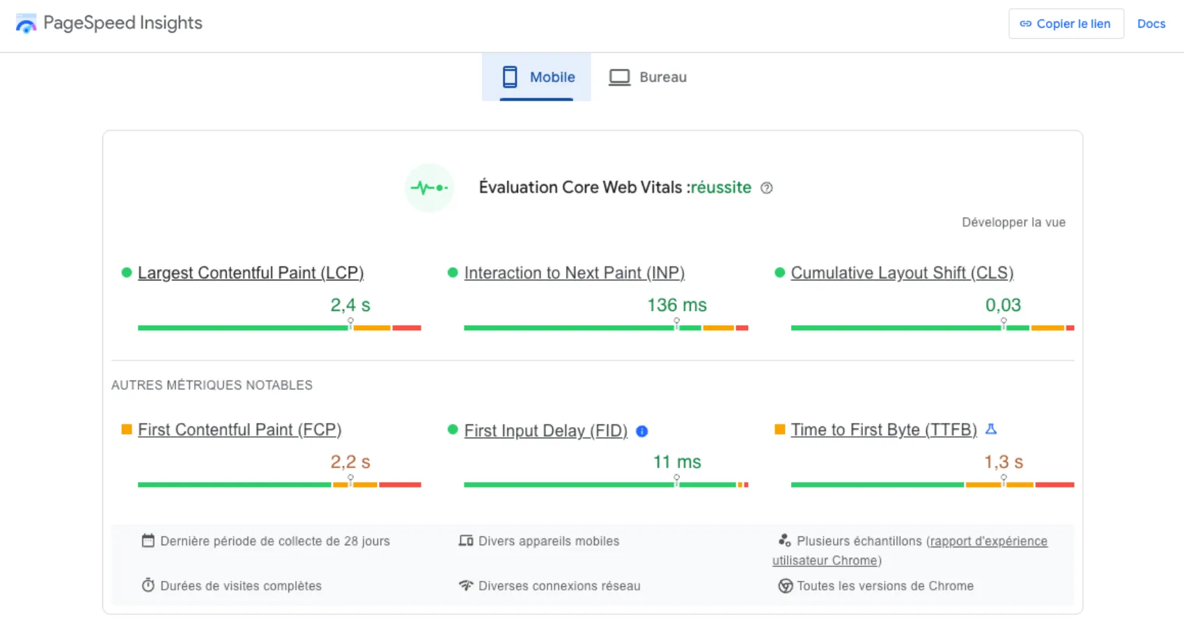 Performances sur ordinateur après optimisation seo