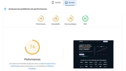 Computer performance before SEO optimization