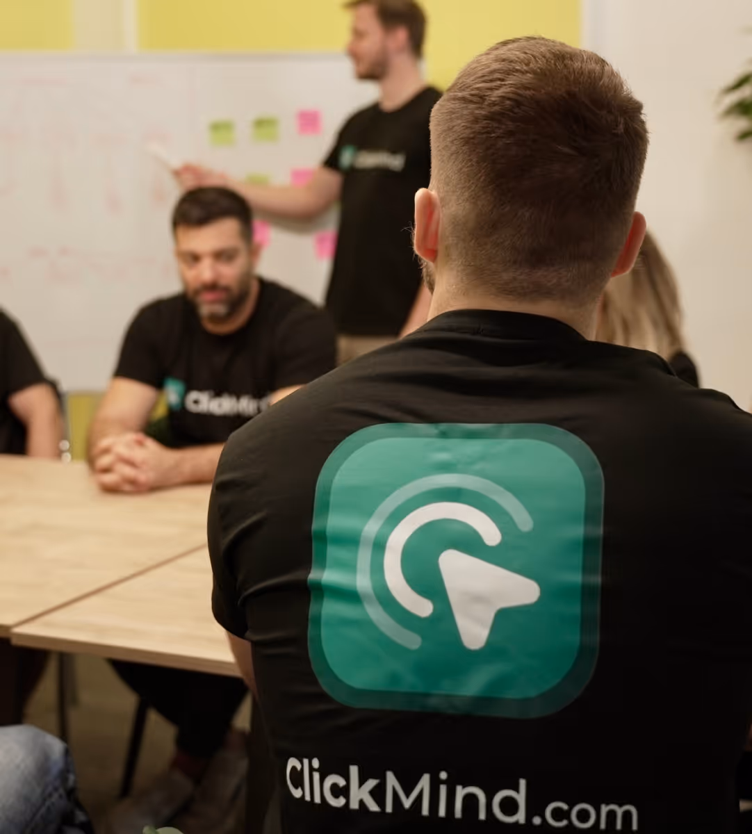 Man with ClickMind t-shirt