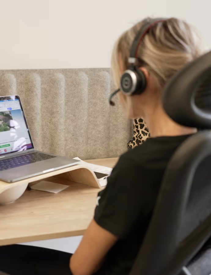 Woman speaking on headset