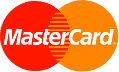 MasterCard logo with overlapping red and orange circles and white text.
