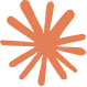Abstract circular burst with orange rays radiating from a central point on a transparent background.