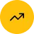 Black upward trending arrow on a yellow circular symbolizing growth or increase.