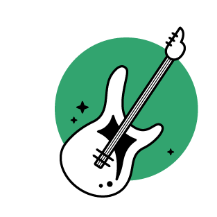 Icon in schwarz weiß eines E-Bass