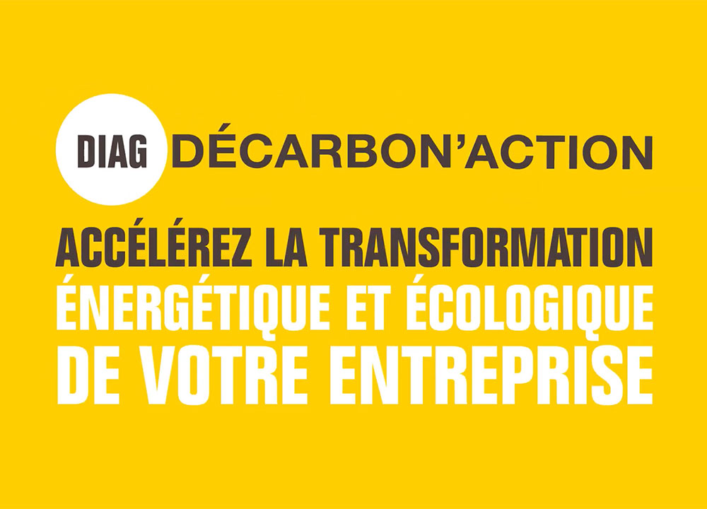 Logo et slogan du programme Diag Décarbon'action pour la transition écologique des entreprises.