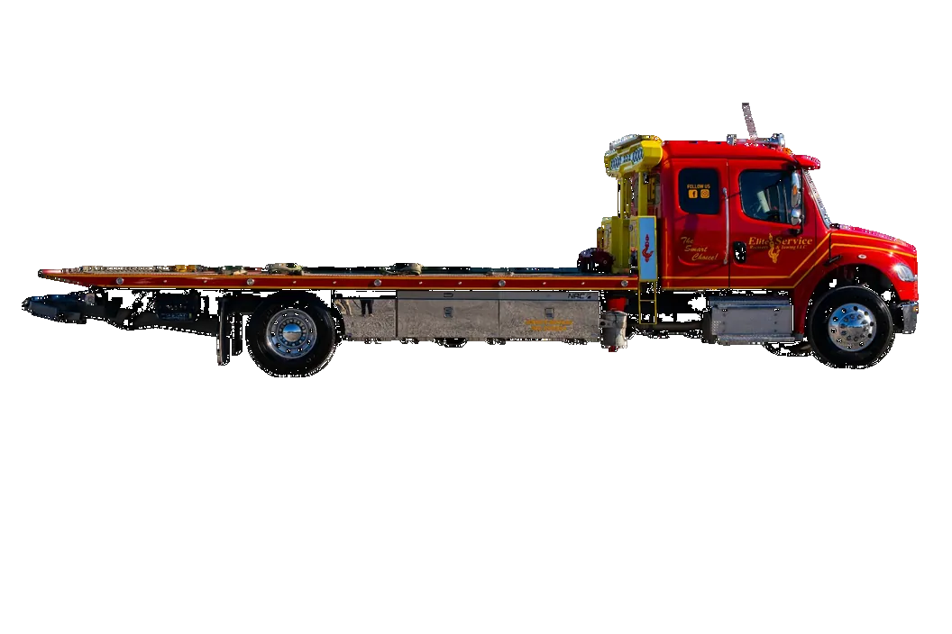 Flatbed Tow Truck Full Side View