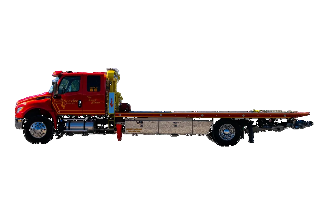 Extended Flatbed Tow Truck Side Profile