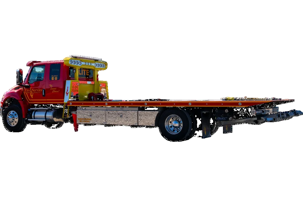 Red Flatbed Carrier With Side Toolboxes