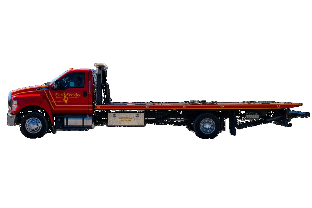 Extended Flatbed Deck Behind Red Cab