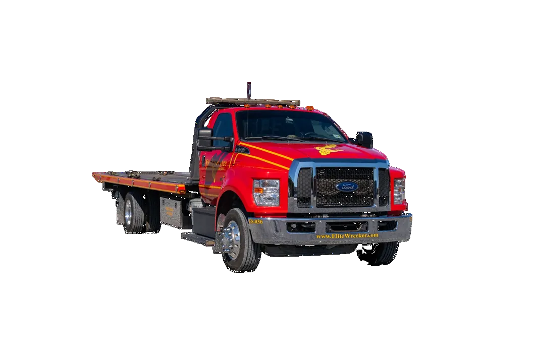 Red Rollback Tow Truck With Flatbed