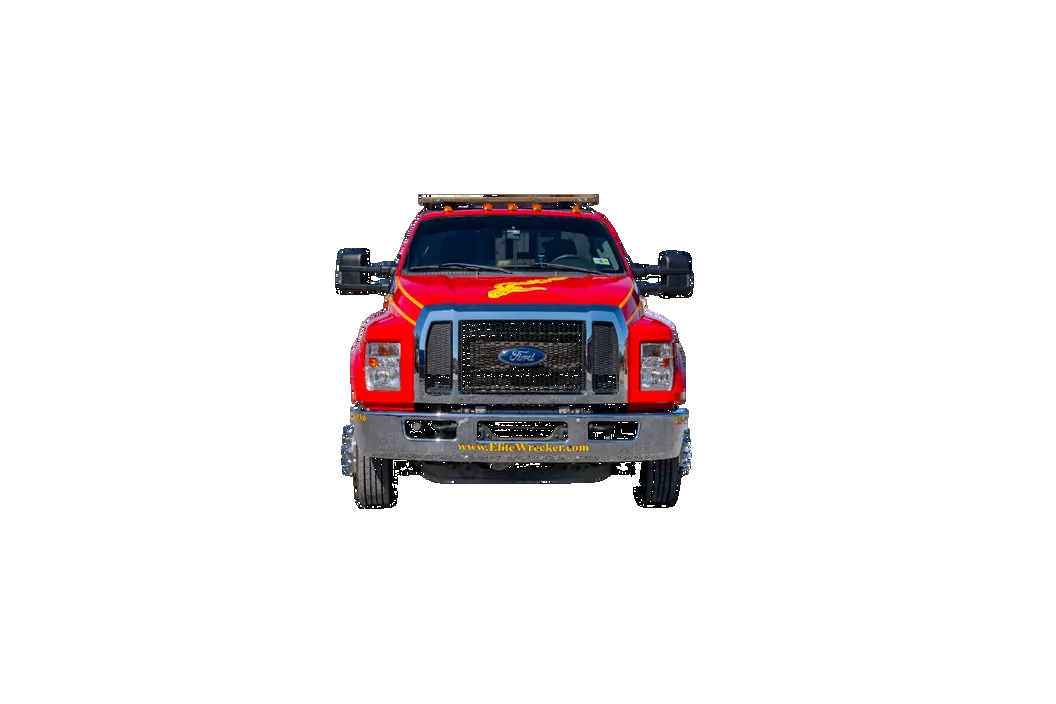 Red Flatbed Tow Truck Head On