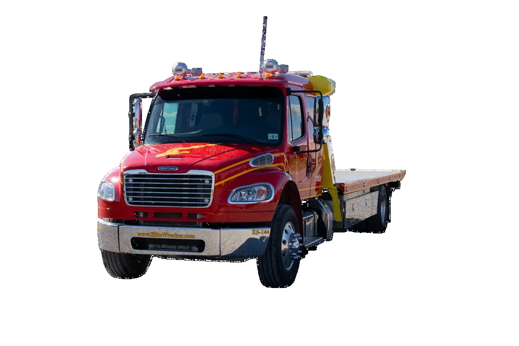 Red Flatbed Carrier Front Corner View