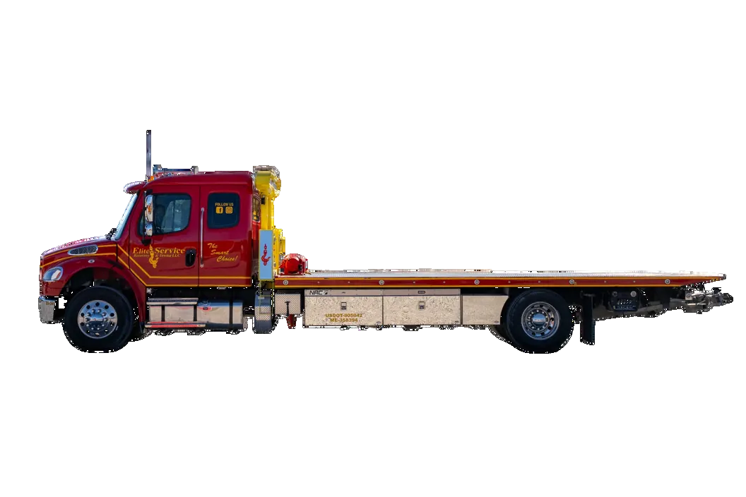 Flatbed Truck With Yellow Headboard Rack