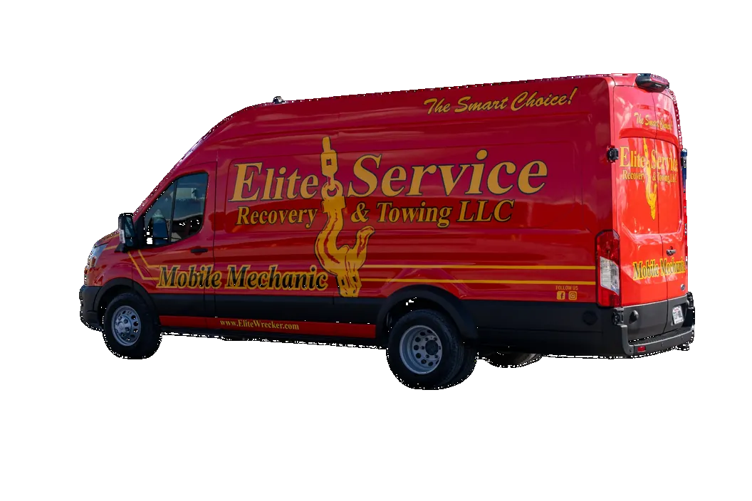 Red Mechanic Van Rear Side View