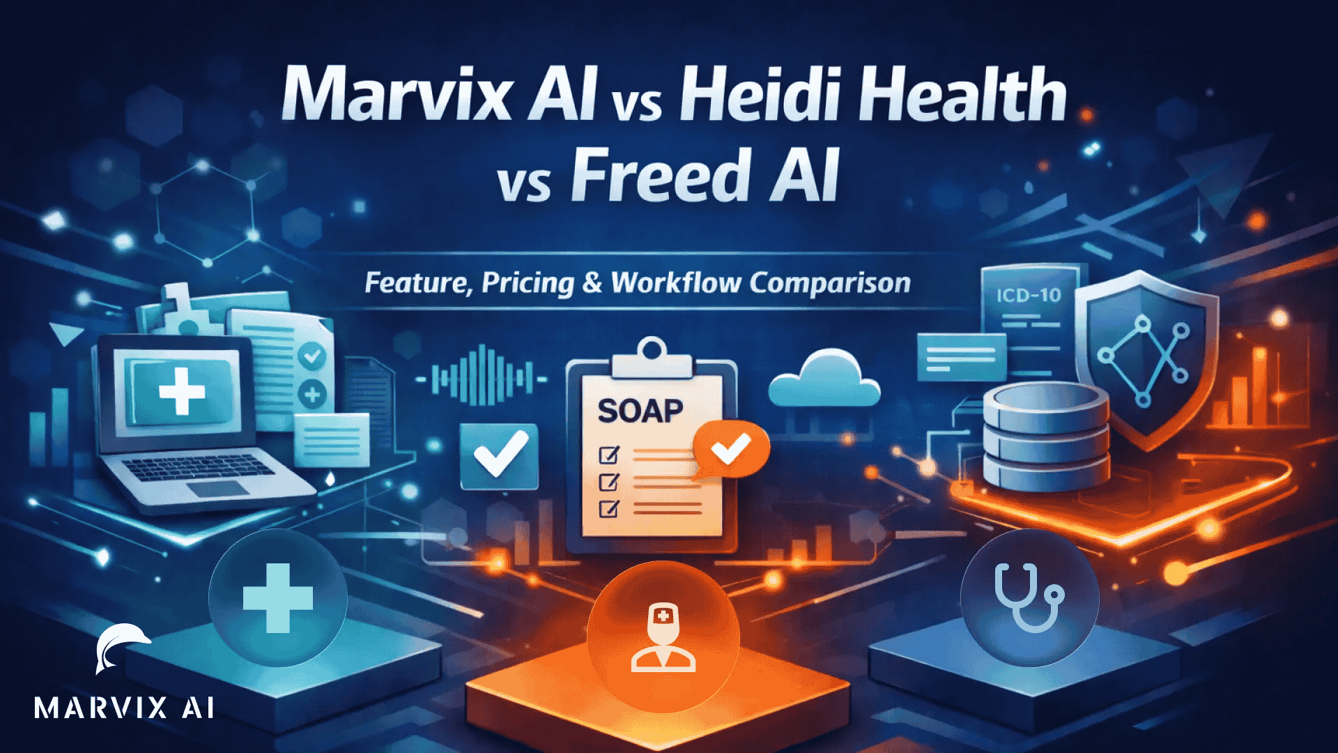 Marvix vs Heidi vs Freed AI (2026): Complete Feature, Pricing & Clinical Workflow Comparisons