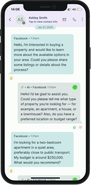 Conversation between Max AI and a client on mobile chat interface — scheduling plumbing service appointment and gathering lead details via automated messaging