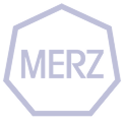 Merz logo with the word MERZ inside a pastel purple octagon outline.