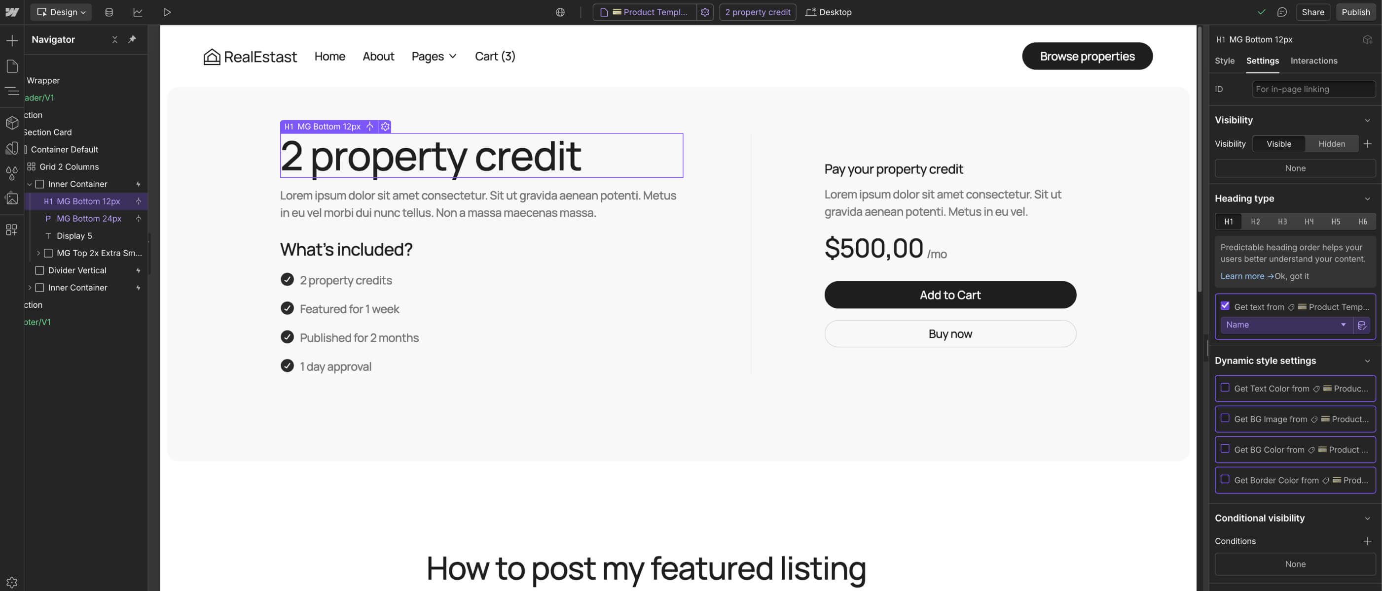 eCommerce Page - RealEstast Webflow Template
