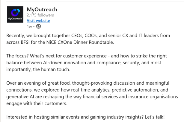 MyOutreach Executive Event Planning.