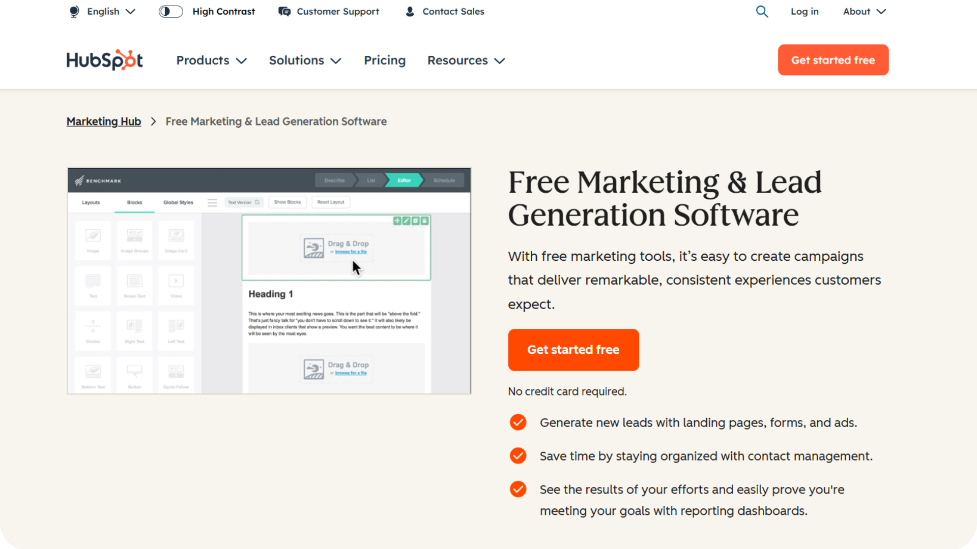 Hubspot Email Builder Tool. 