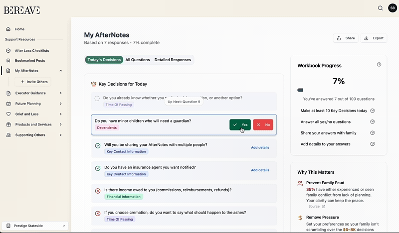 Simple questions to get started in AfterNotes