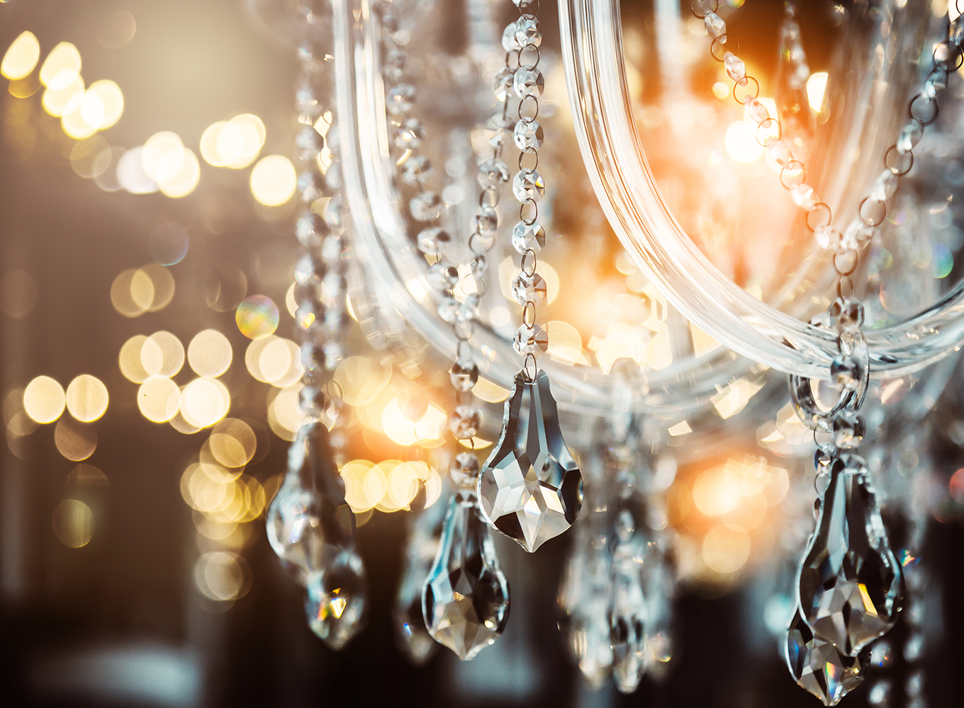 Closeup photograph of a chandelier