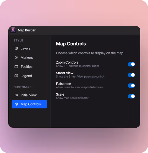 5. Map behavior and controls